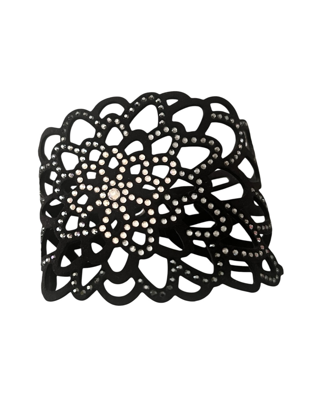 NIB Swarovski Belle Romantic Floral Filigree Laser-cut Black Bracelet - 10cm - Picture 5 of 11
